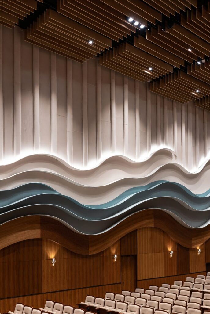 تصميم اسقف مشتتة للصوت في المسارح و عمل دراسات صوتية للقاعات و المسارح