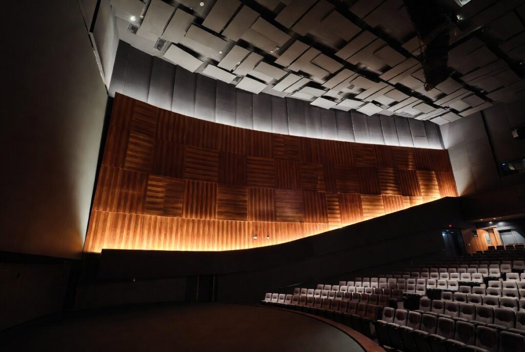 تكسيات جدران مسرح الهيئات الطبية - مع العزل الصوتي و نظام الإنارة